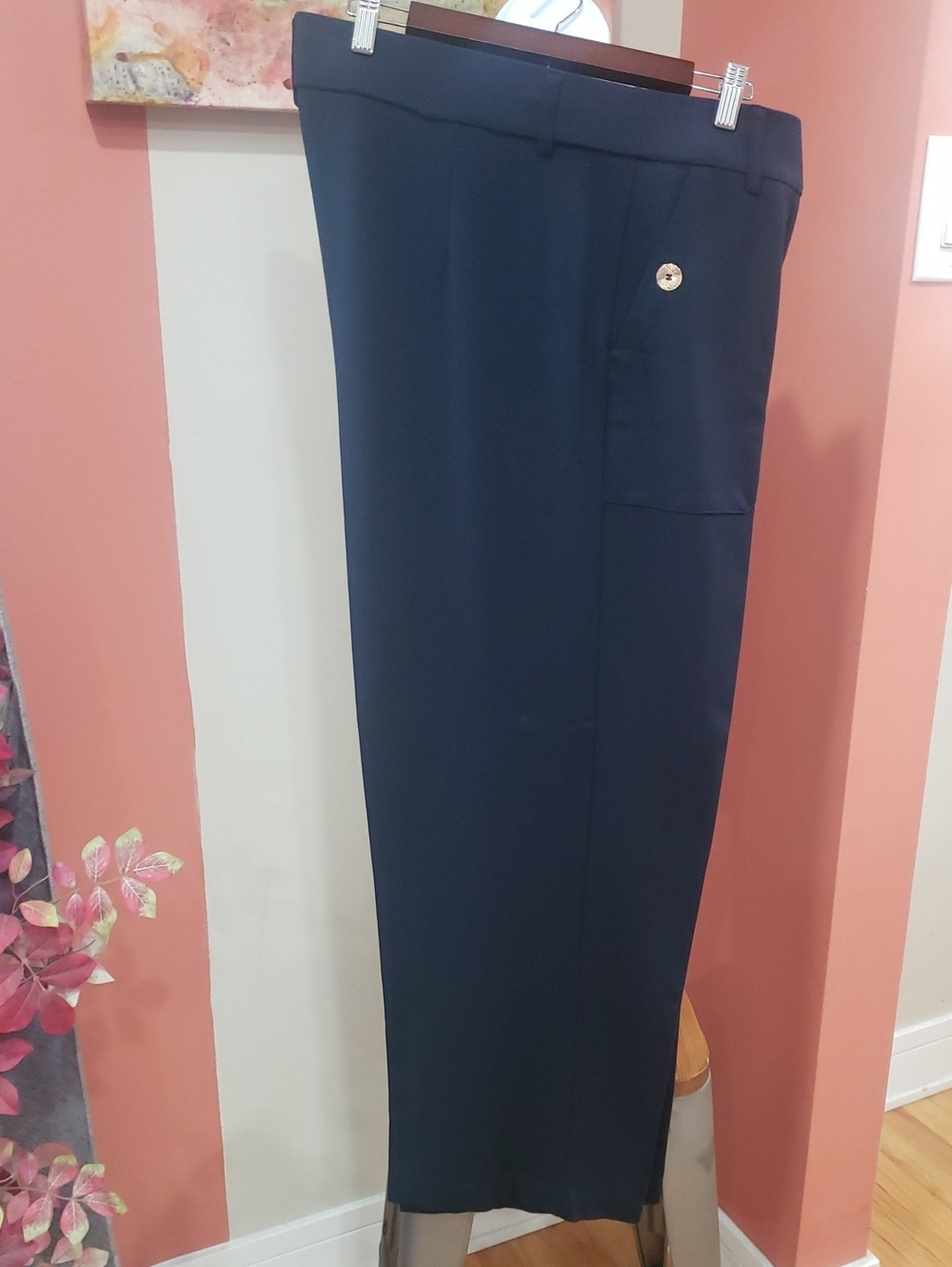Jones & Co. Women's Navy Wide-Leg Dress Trousers, 3X